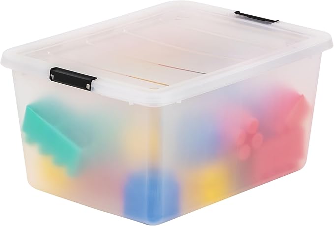 IRIS USA 6-Pack High-Capacity Clip Box with Latching Lids, 32 Quart Craft Storage Bins, Art & Writing Supply Containers for Home, Office & Classroom Organization