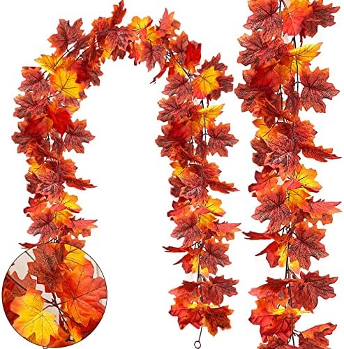 2 Pack Fall Maple Leaves Garland Thanksgiving Fall Decor for Home 5.9FT