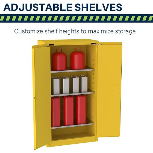Jamco 44 Gallon Steel Flammable Safety Cabinet, Self-Closing Doors, Yellow | All-Welded Double-Wall Steel Flammable Storage Cabinet, Lockable Doors, 34"W X 18"D X 65"H, Osha & Fm Certified, Made In Usa