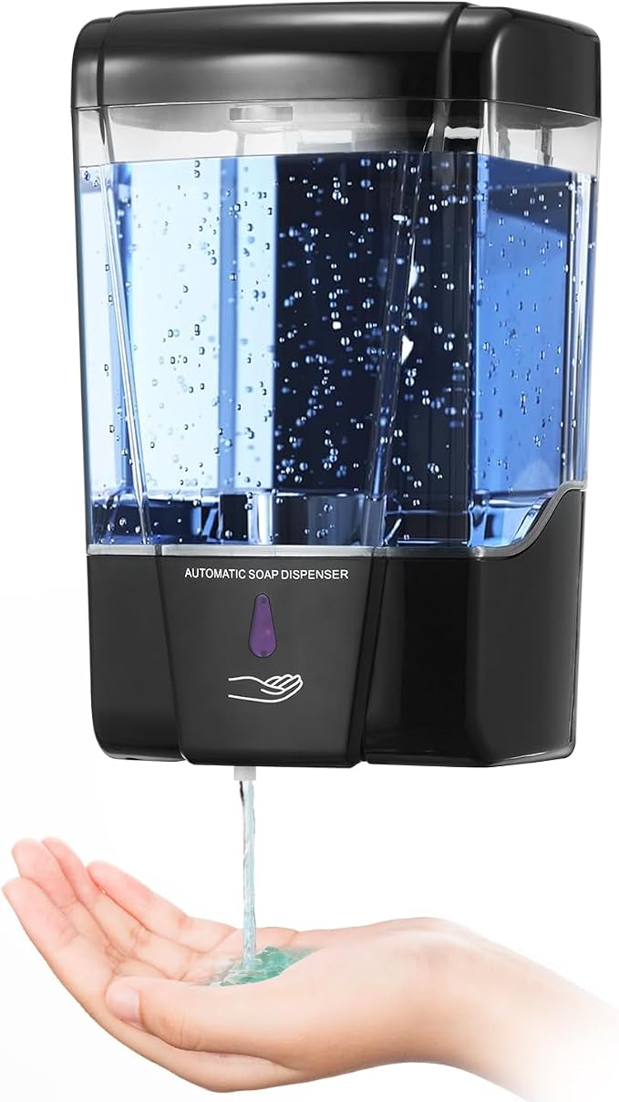 Automatic Soap Dispenser Touchless,600 ml / 20 oz Commercial Hand Soap Dispenser,Wall Mount Hand sanitizer Dispenser for Bathroom Offices Home Kitchen Hotel（Black）