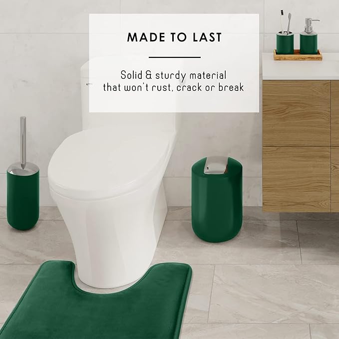 Clara Clark Bathroom Set - Green Bathroom Accessories Set, Bathroom Sets with Shower Curtain and Rugs, 23PC Shower Curtain Set with Liner, Soap Dispenser, Soap Dish, Toilet Brush Holder, and Trash Can