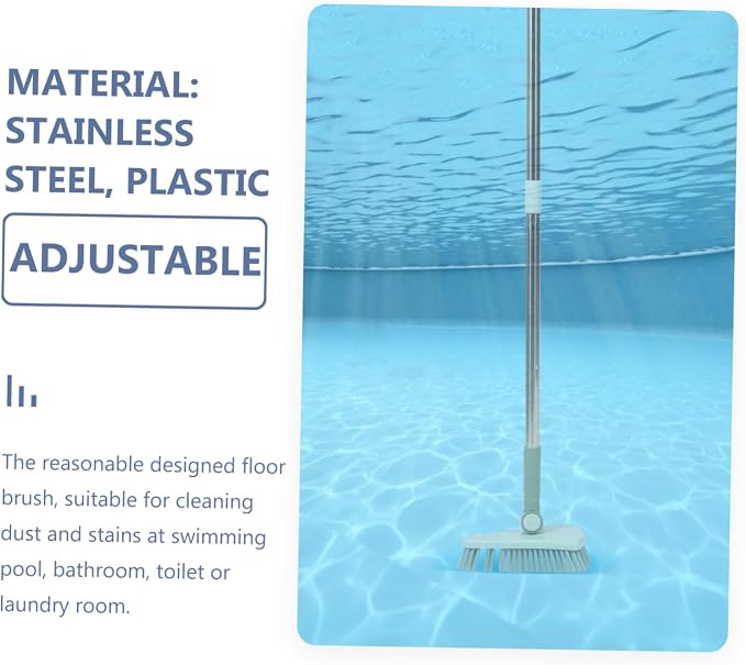 HANABASS Pool Brush Handle Floor Scrub Brush for Use Stiff Bristles for Dust and Removal Easy to Store Design