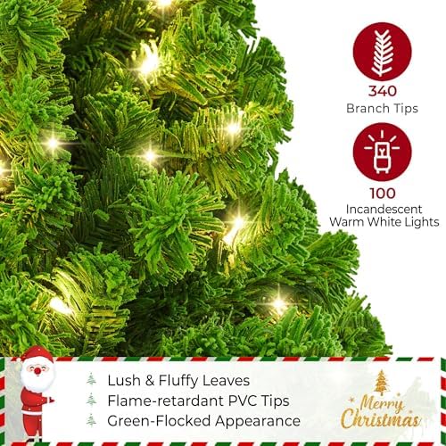 Yaheetech 4.5ft Prelit Artificial Christmas Tree with 100 Warm White Lights
