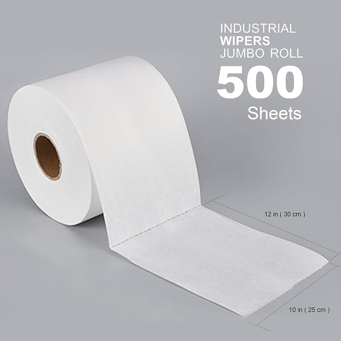 AAwipes Industrial Wipes Multi-purpose Cleanroom Wipes | 500 PCS | 10"*12", White| Dust-Free Cellulose/Polyester Blend Disposable, Jumbo Roll, High Absorbency - NW0561012R