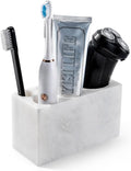 BCS Toothbrush Holder for Bathrooms, 6 Slots Open-Bottom Marble Toothbrush Organizer, Makeup Brush Stand Toothbrush Storage Collection for Bathroom Countertop Vanity Organization - Namib Bianco
