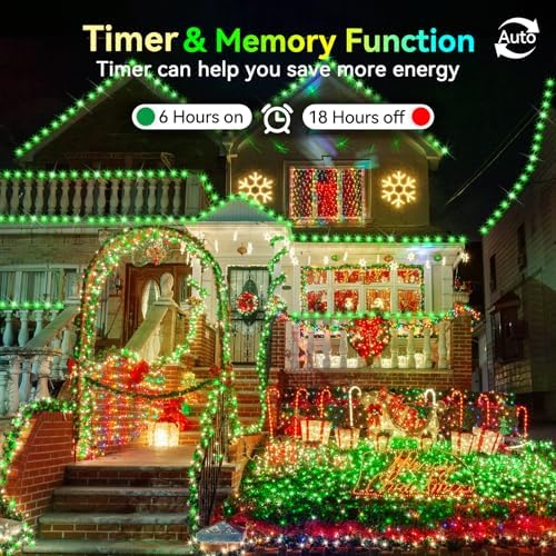 Hezbjiti 1000 LED 403 FT Christmas Lights Outdoor String Lights 8 Modes with Timer Memory Waterproof Fairy Lights Plug in for Classroom Bedroom Patio Wedding Party Holiday Xmas Decorations(Green)