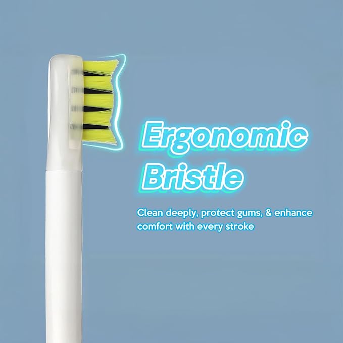 Foldable Travel Electric Toothbrush, Self Cleaning Toothbrush | Battery Operated, Blue LED Light, Whitening Toothpaste, 3 Sonic Modes with Smart Timer, 6 Replacement Brush Heads