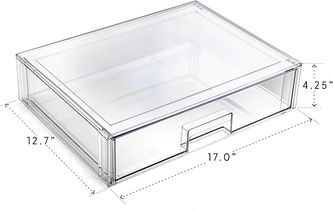 BINO | Stackable Storage Drawers, Shallow X-Large - Clear | THE CRATE COLLECTION | Storage Bins With Drawers Bathroom Organizers and Storage Organization and Storage Under Sink Organizer Vanity Home