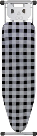 Jakeefud Ironing Board 13" X 43" W/Extra Thick Heavy Duty Padded Cover, Height Adjustable,Heat & Scorch Resistant Fabric, Anti-Skid Feet, Extra Wide, Easy to Fold Checkered Gray