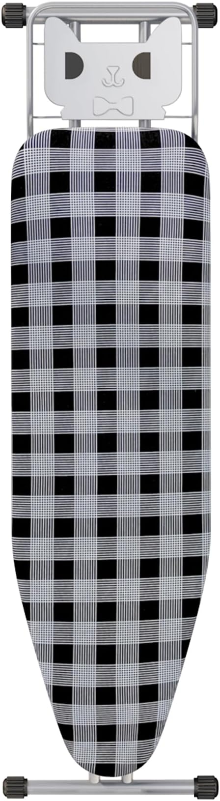 Jakeefud Ironing Board 13" X 43" W/Extra Thick Heavy Duty Padded Cover, Height Adjustable,Heat & Scorch Resistant Fabric, Anti-Skid Feet, Extra Wide, Easy to Fold Checkered Gray