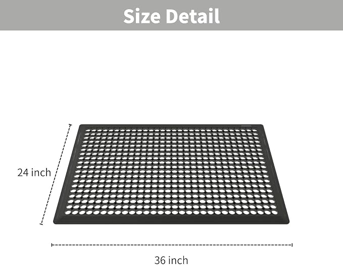 4 Pack Rubber Floor Mats 36”x24” - Heavy-Duty Non-Slip Kitchen Mat & Bar Floor Mat with Drain Holes, Odorless for Entrance, Restaurant, Indoor Outdoor