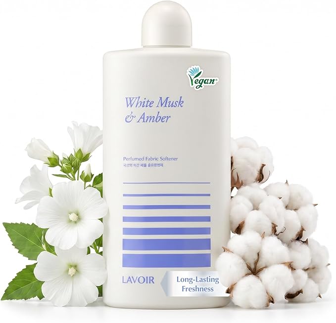 LAVOIR Perfumed Liquid Fabric Softener | White Musk & Amber Luxury Scent, Long-Lasting Freshness, Premium Fabric Conditioner, Softens Fabrics, Plant-Based Concentrated, Hypoallergenic | 33.8 Fl Oz