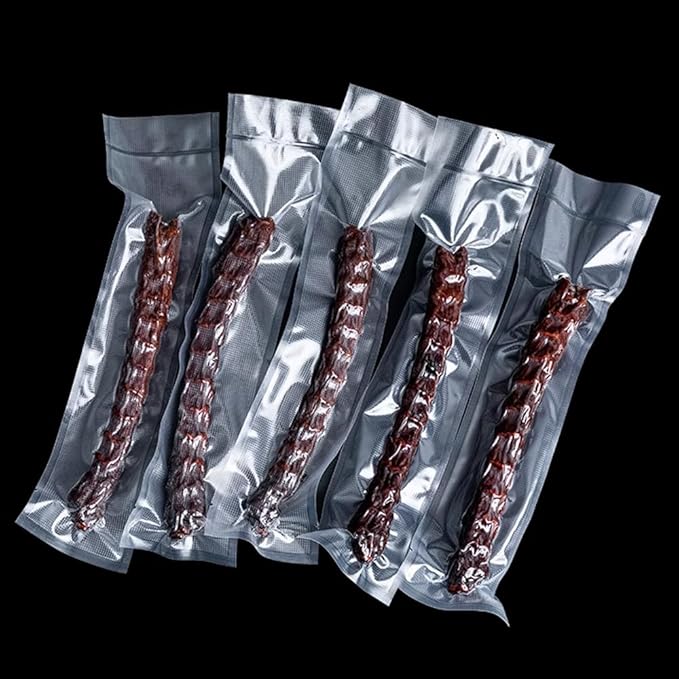 500 Pack 1.57x9.84 inch Clear Embossed Vacuum Bags for Food Saver | Inner 1.18x9.45 inch, Flat Open Top Packets, Heat Seal Tear Notch Pouches, Vacuum Sealer Food Storage Sacks, Freezer Safe