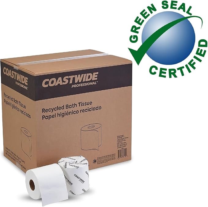 Coastwide Professional Recycled Toilet Paper, 2-ply, White, 360 Sheets/Roll, 48 Rolls/Case