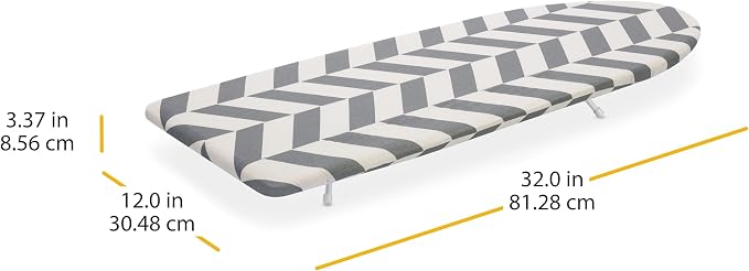 Whitmor Folding Tabletop Ironing Board with Wood Top, 32 x 12 in | Wood top, scorch-resistant cotton cover, 5mm foam pad, folding design with locking legs for compact storage.