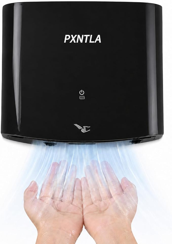 Hand Dryer, 12-15 Seconds Fast Dry Hands, 100-130V Voltage, Bottom Hot & Cold Air Switch, IPX1 Waterproof & 60s Overheat Protection