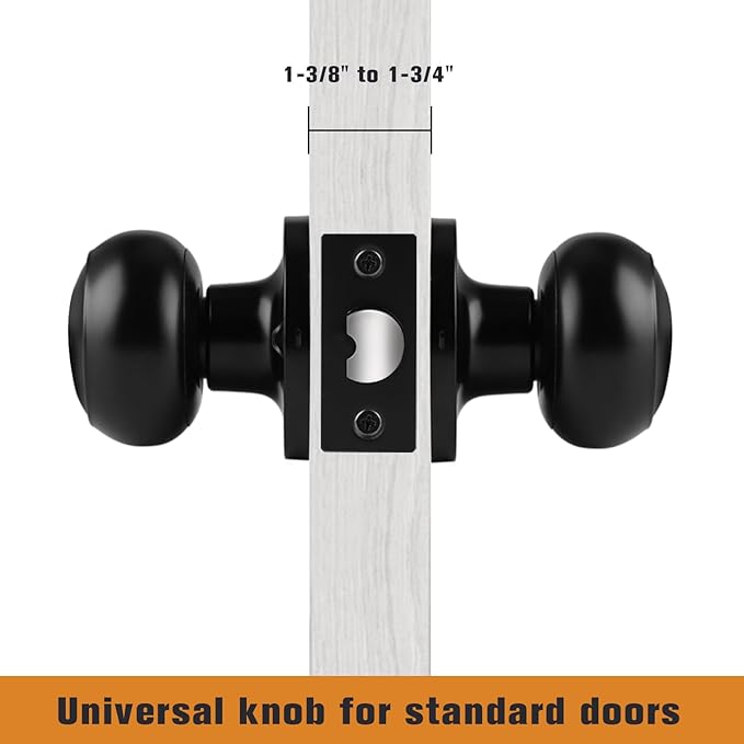 Probrico Black Interior Door Knobs Passage Doorknobs for Hallway Closet, Keyless, No Locking, 20 Pack