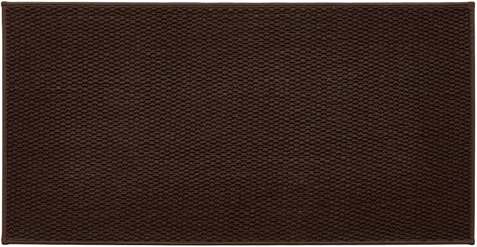 TYUU Bathroom Rugs Non Slip Washable, Super Absorbent Thin Bath Mat Quick Dry Low Pile Bathroom Rug, Brown 24"x47"