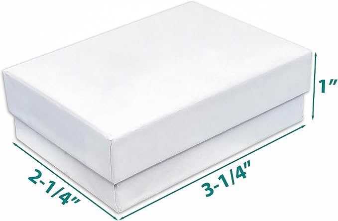 TheDisplayGuys - 25-Pack #32 Cotton Filled Cardboard Paper Jewelry Boxes Gift Case - Matte White (3.3" x 2.3" x 1.0") - for Shipping or Storage