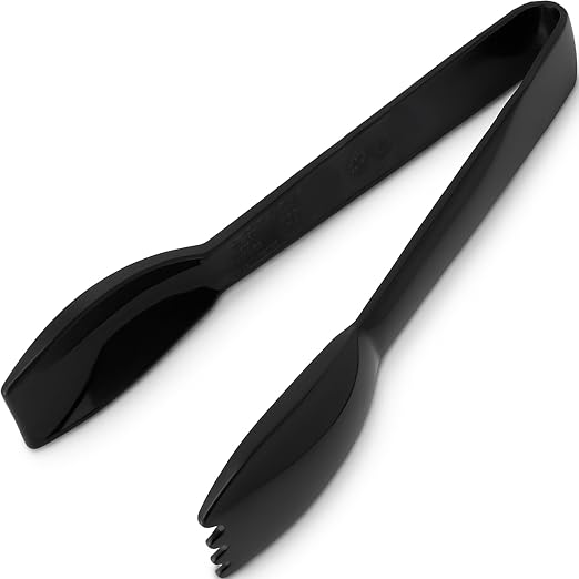 Carlisle FoodService Products Carly Tongs, Plastic Serving Tongs, for Kitchens, Restaurants, and Catering, Acetal, 6.44 Inches, Black