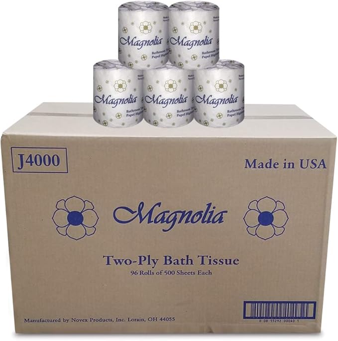 Magnolia Two-Ply Toilet Roll Tissue Embossed 96 Rolls of 500 Sheets Each Roll J4000