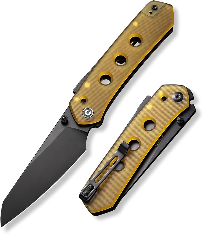 CIVIVI Vision FG Pocket Knife, 3.54" Nitro-V Reverse Tanto Blade C22036-6 | Superlock Folding Knife with Ultem Handle, Reversible Ambidextrous Clip for EDC Camping Hiking