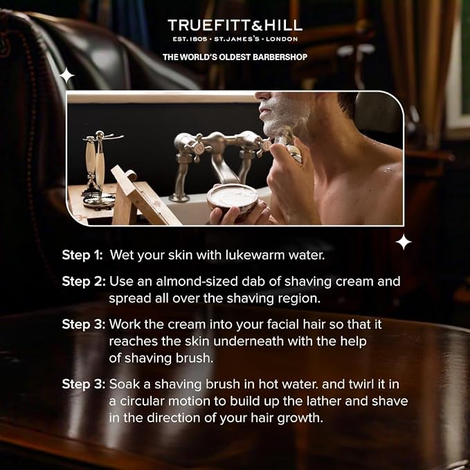 Truefitt & Hill 1805 Shaving Cream Tube for Men, Fresh Oceanic scent, 2.6 oz.