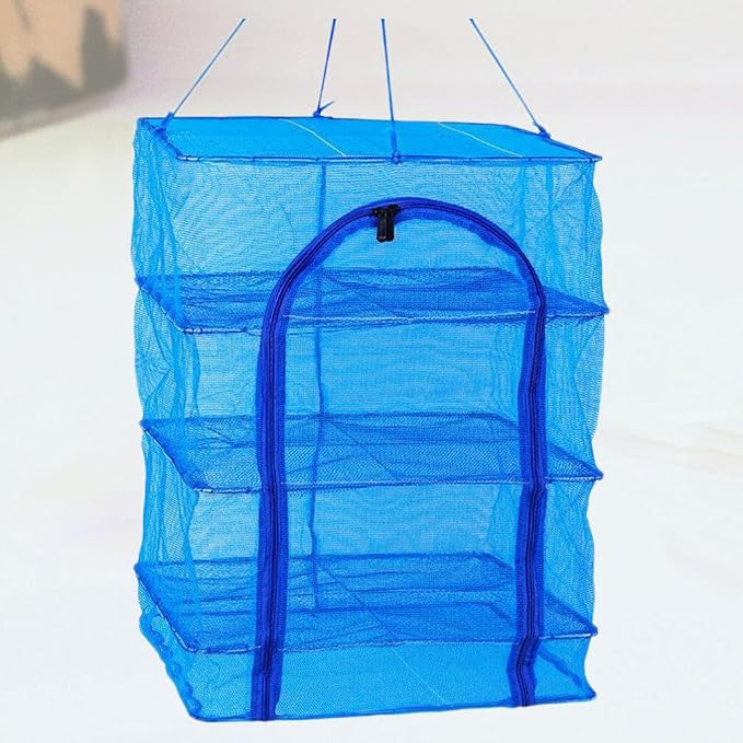 Gatuida Hanging Drying Net, 4 Layers Foldable Fish Mesh Hanging Drying Rack for Shrimp Fish Fruit Vegetables(66X50cm) Hanging Dryer Rack