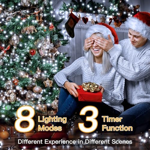 Ollny 500LED 164FT Long Christmas Tree Lights with 8 Modes Remote Timer IP44 Waterproof, Outdoor Christmas Lights for Tree House Yard Outside Xmas Decorations White