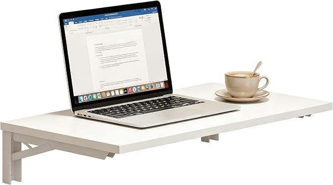 Need Wall Mounted Folding Table for Office Laundry | 30x20 IN Fold Down Wall Mount Desk Folding Wall Table for Small Apartments, Garage&Ironing Station, White&White Frame