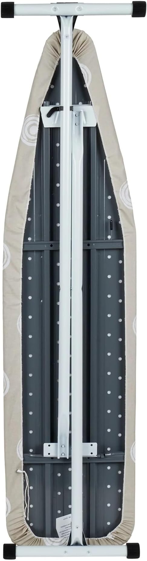 Foldable Steel Ironing Board 53”x14” Full-Size T-Leg Ironing Board, Adjustable Height Steel Frame, Thick Padded Cotton Cover, Beige