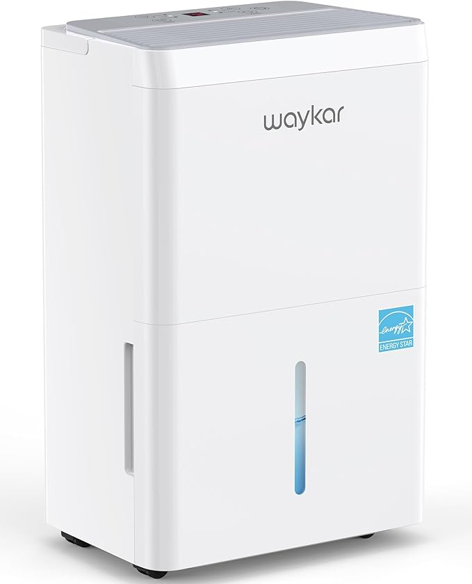 Waykar 5500 Sq.Ft Energy Star Dehumidifier for Home, Basement, Bedroom, Bathroom, Max 80 Pint/D(Standard 63 Pint/D) with Drain Hose&Water Tank, Ultra Quiet(40 dB), Intelligent Humidity Adjustment
