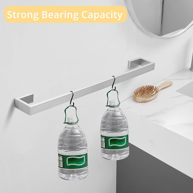 Fapully 23.6-Inch 6 Piece Bathroom Hardware Accessories Set Stainless Steel Wall Mounted Brushed Nickel Include Towel Bar,Hand Towel Holder,Toilet Paper Holder,Robe Towel Hook,Coat Hook,Towel bar Set