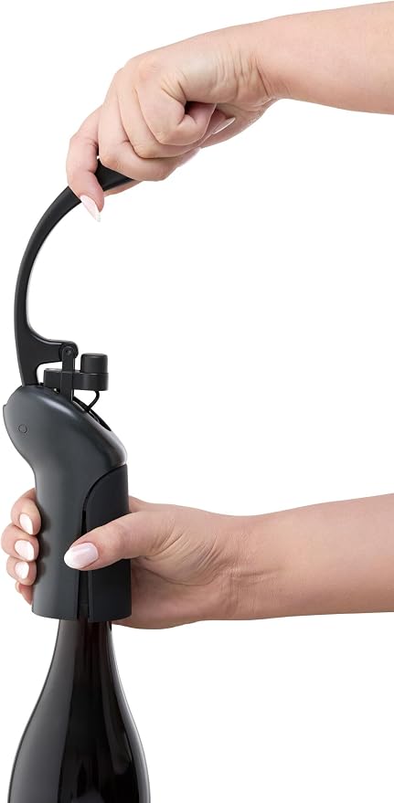 Rabbit Vertical Corkscrew Wine Opener with One-Pull Lever Design, Easy Manual Operation, Includes Foil Cutter and Durable Stainless Steel Spiral