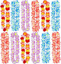 JUNEBRUSHS 24 Pack Hawaiian Leis for Luau Party Colorful Flower Necklaces Wreath Garland for Tropical Party Decorations Graduation Summer Beach Wedding Birthday
