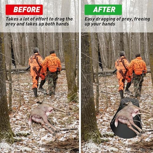 Yosoo Multi Purpose Deer Drag Sled for Hauling Deer, Gear, Fire Wood, Ice Fishing Camping with Pull Rope Storage Bag, Construction