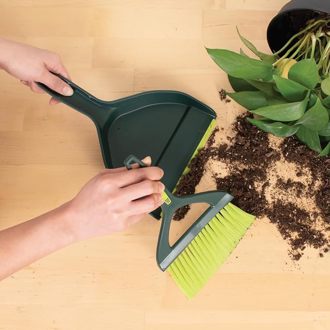 Pine-Sol Mini Dustpan and Brush Set | Nesting Snap-On Design | Portable, Compact Dust Pan and Hand Broom for Cleaning, Green