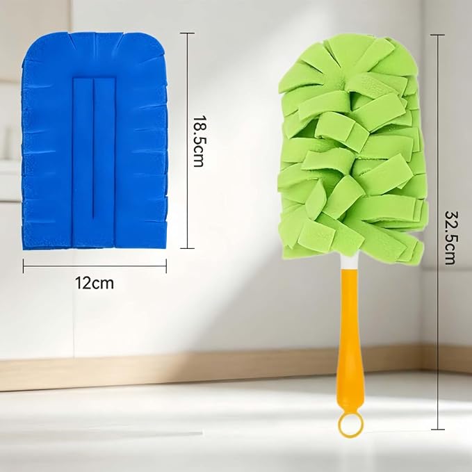 Reusable Chenille Microfiber Dust Duster Set, Duster with 5 Pcs Washable Cloth Covers, 360° Electrostatic Duster Refills, Chenille Dusters for Multi-Surface Home Cleaning Free Bathroom Brush (3set)