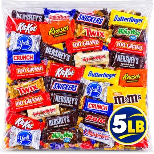 Halloween Candy Bulk Chocolate Variety Pack 5lb - Fun Size Halloween Candy Individually Wrapped - Assorted Chocolate Candy for Trick or Treat, Party Favors, Piñatas, Candy Bowls and Office Snacks