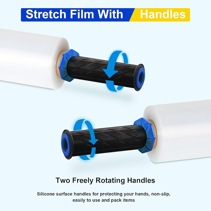 Stretch Film, RAZCC Stretch Wrap Industrial Strength, Shrink Wrap for Pallet Wrap, Heavy Duty Clear Plastic Wrap with Handles, Moving Wrapping Plastic Roll, 15" x 1000 Ft Per Roll, 60 Gauge, 1 Pack