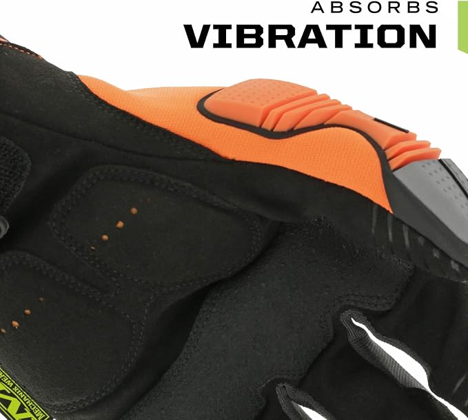 Mechanix Wear Hi-Viz M-Pact Gloves - High-Visibility Impact Gloves - For Builders Safety - For Construction - Vibration Absorbing - Touchscreen Compatible - Fluorescent Orange - Small