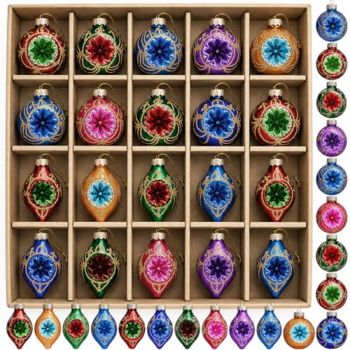 40Pcs Vintage Glass Christmas Ornaments Bulk Mini Reflector Ball