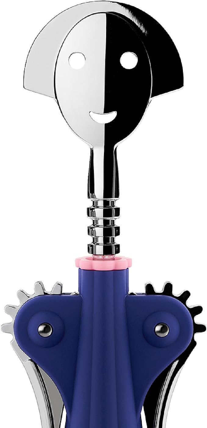 Alessi Anna G. AM01 DAZ - Design Corkscrew, in Thermoplastic Resin and Chrome-Plated Zamak, Blue