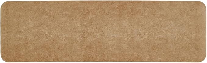 TYUU Bathroom Mat Quick Dry, Bathroom Rugs Non Slip Washable Thin Absorbent Bath Mat Fits Under Door Bathroom Floor Mat Perfect for Bath, Shower, or Sink 17"x59" Camel