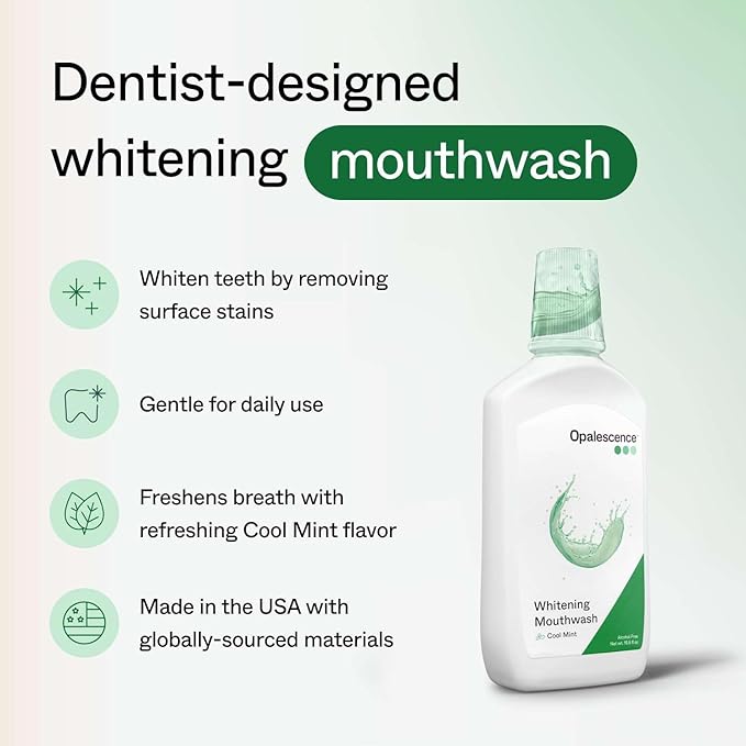 Opalescence Go Teeth Whitening Kit 15% Hydrogen Peroxide 7 Treatments with Sensitive Toothpaste 4.7 oz and 1 oz Travel Size Plus Alcohol Free Mouthwash and Toothbrush -5167-5447-6288T