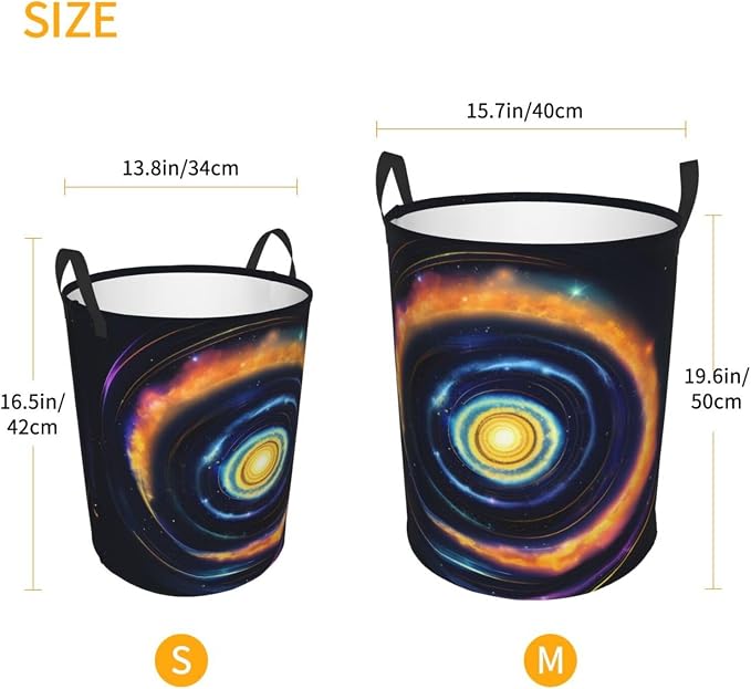 Space Spiral Cosmic Energy Large Foldable Laundry Basket Hamper,Storage Basket Bin With Handles,For Bathroom,College