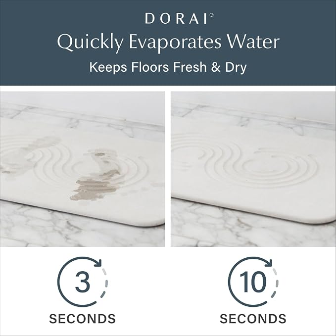 Dorai Home Stone Bath Mat - Premium Diatomaceous Earth Bath Floor Mats with Non-Slip Base, Fast-Drying Modern Shower Mat for Bathroom | Zen Sandstone - 23.6"x15.4"
