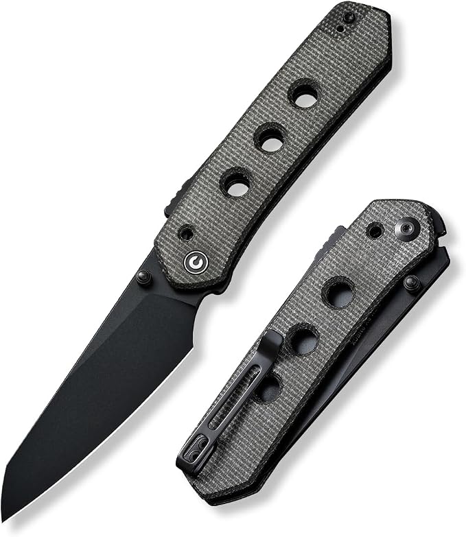 CIVIVI Vision FG Pocket Knife, 3.54" Nitro-V Reverse Tanto Blade C22036-3 | Superlock Folding Knife with Micarta Handle, Reversible Ambidextrous Clip for EDC Camping Hiking