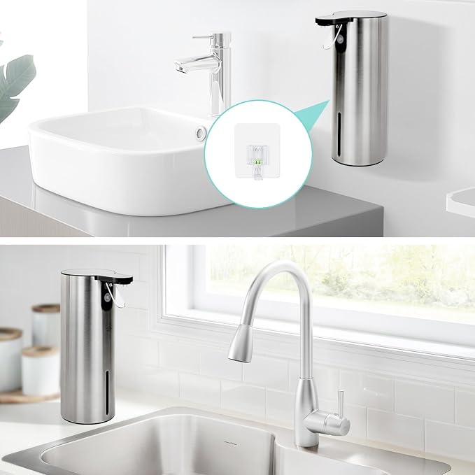 LAOPAO Electric Dish Soap Dispenser for Kitchen, Rechargeable Touch Liquid Hand Soap Dispenser for Bathroom, Stainless Steel Soap Pump, Water-Resistant,11.8oz, Xmas Gift
