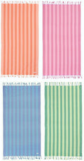 LANE LINEN Beach Towels 4 Pack, Oversized, 39"x71", Quick Dry - Color Rush | Classic Cabana Stripe - Machine Washable, Tumble Dry Low - Fast-Drying Travel Companion - Reinforced Hems, No Fraying